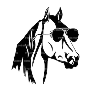 Pferd mit Sonnenbrille, Pferd Png, Pony svg, Hengst svg, Pferd Shirt. Vektor Cut Datei Cricut, Silhouette, Pdf Png Eps Dxf, Sticker.