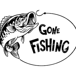 Pescando en SVG, anzuelo de pesca en SVG, lubina en SVG, pescador en SVG, papá pescador. Archivos de corte vectorial, Cricut, silueta, PDF, PNG y DXF.