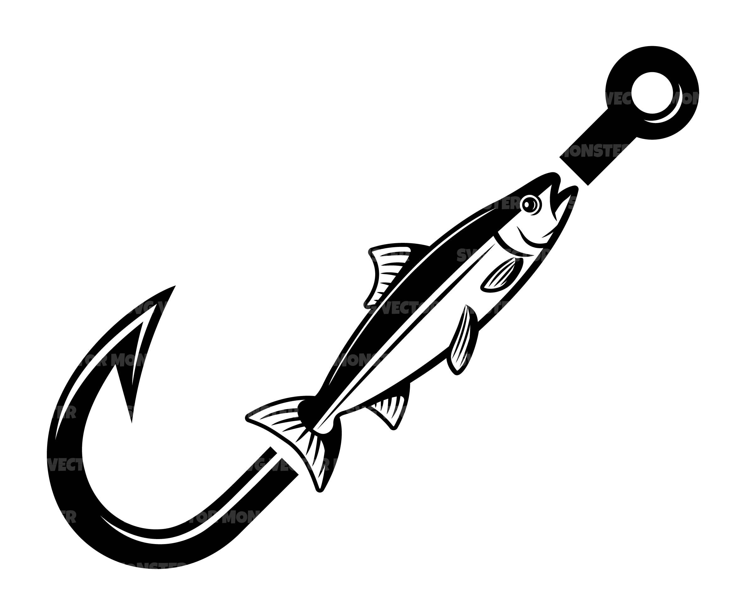 Fish Svg, Fish Hook Svg, Bass Fishing Svg, Fisherman. Vector Cut