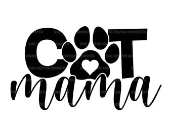 Cat Mama Svg, Cat Mom Png, Cat Mother Svg, Rescue Mom Svg, Cat Girl T-shirt. Cut File Cricut, Silhouette, Pdf Png Dxf, Vector.