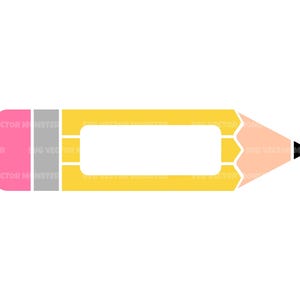 Pencil Name Tag Svg, Pencil Name Frame Svg, Pencil Monogram, School, Teacher. Vector Cut file Cricut, Silhouette, Pdf Png Dxf.
