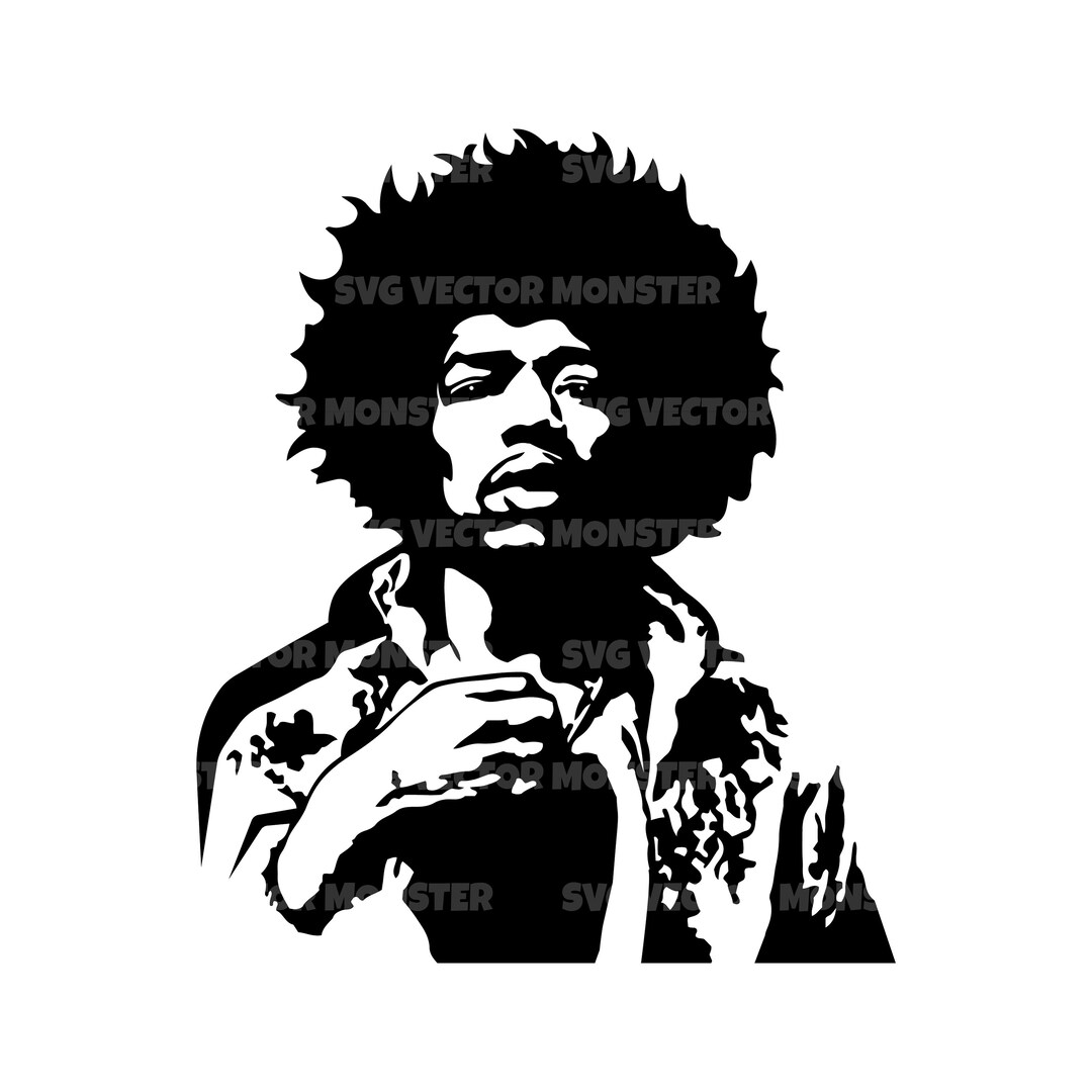 Jimi Hendrix Svg Jimi Hendrix Stencil Vector Cut File for - Etsy Singapore