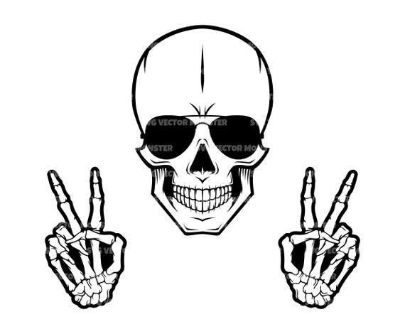 Buy Skull Skeleton Peace Sign Svg, V Sign Svg. Vector Cut File Cricut,  Silhouette, Pdf Png Eps Dxf, Stencil, Decal, Sticker, Vinyl, Pin. Online in  India 