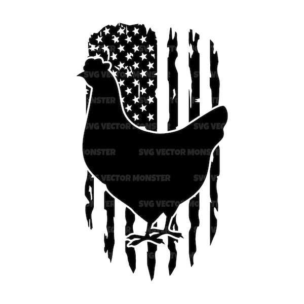 US Chicken Svg, Chicken Png, American Flag Svg, Ranch Life, Farmhouse. Vector Cut file Cricut, Silhouette, Pdf Png Dxf.