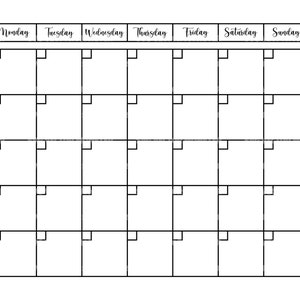 Weekly Planner Template Svg, Blank Weekly Calendar Svg. Vector Cut file for Cricut, Silhouette, Pdf Png Eps Dxf, Decal, Sticker, Vinyl, Pin.