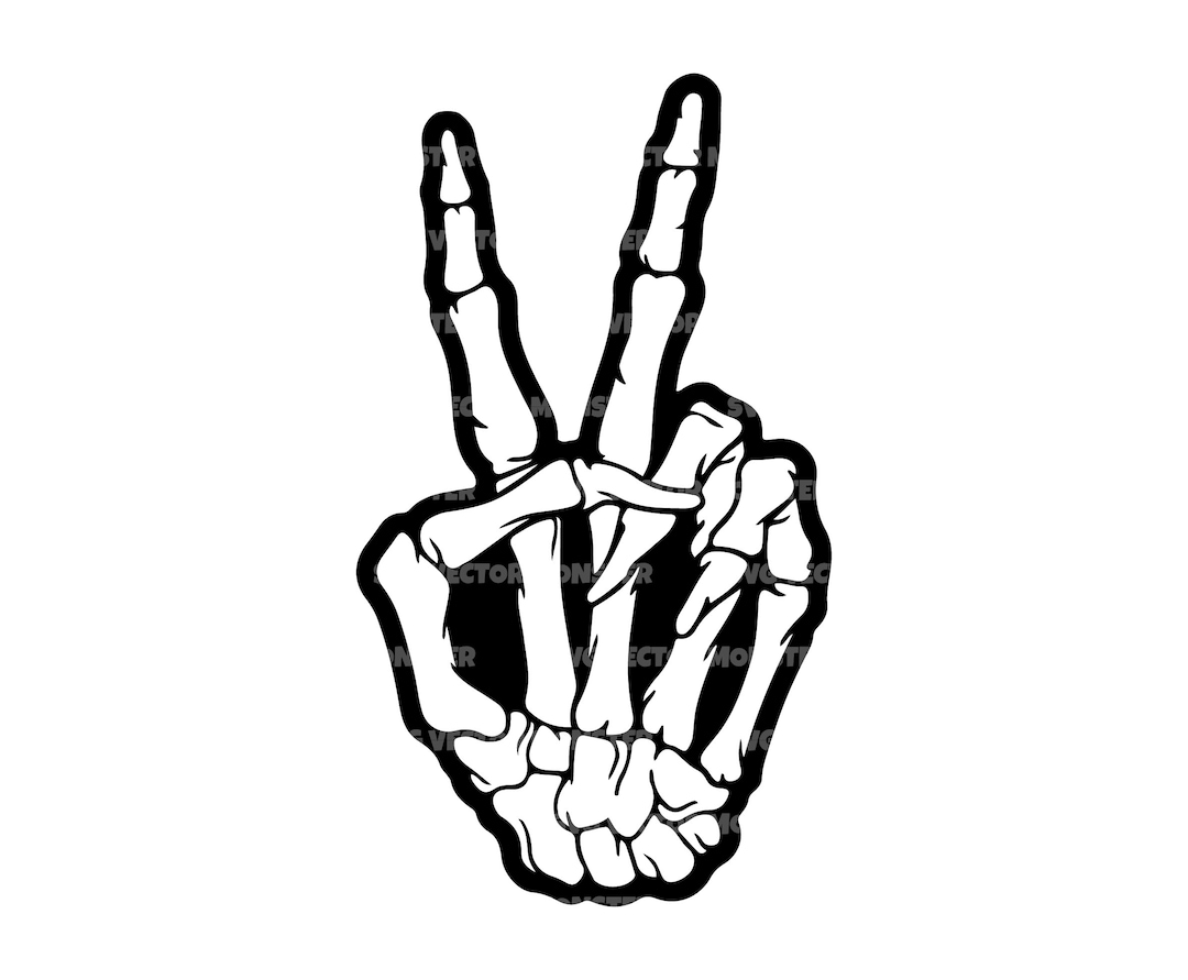 Skeleton Peace Sign Svg, Skeleton Peace Hand, Peace Finger. Vector Cut