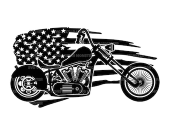 US Motorcycle Svg, Distressed American Flag, Motorcycle Png, Motorbike Svg, Chopper Svg. Vector Cut file  Cricut, Silhouette, Pdf Png Dxf.