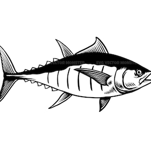 Atún SVG, Atún PNG, Pesca de lubina, Pescador, Lubina. Archivo vectorial para Cricut, Silueta, PDF, PNG y DXF.