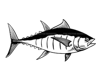 Tuna Fish Svg, Tuna Fish Png, Bass Fishing, Fisherman, Bass Fish. Vector Cut file Cricut, Silhouette, Pdf Png Dxf.
