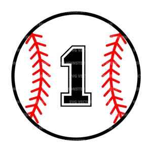 Baseball numéro un SVG, anniversaire de baseball SVG, premier anniversaire SVG. Fichier de coupe vectorielle Cricut, Silhouette, Pdf Png Dxf, Décalcomanie, Autocollant.