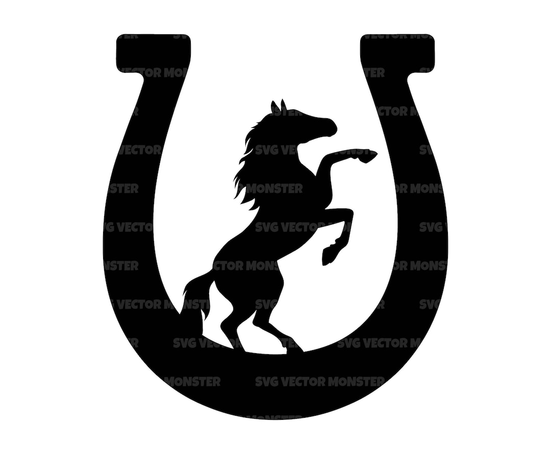 Prancing Horse Svg, Horseshoe Svg, Standing Horse Svg. Vector Cut File for Cricut, Silhouette