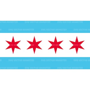 Chicago Illinois Flag Svg, Chicago Illinois Flag PNG, America State Svg. Arquivo de corte vetorial para Cricut, Silhouette, Pdf Png Eps Dxf.