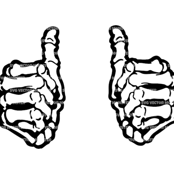 Skeleton Hand Thumbs Up Svg. Vector Cut file for Cricut, Silhouette, Pdf Png Eps Dxf, Decal, Sticker, Vinyl, Pin, Stencil