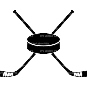 Gekreuzte Hockeyschläger, Puck SVG, Hockey T-shirt, Hockey Mom. Vektor Cut Datei für Cricut, Silhouette, Pdf Png Eps Dxf, Aufkleber, Sticker.