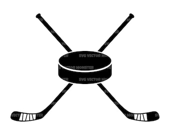 Crossed Hockey Sticks Svg, Puck Svg, Hockey T-shirt, Hockey Mom. Vector Cut file for Cricut, Silhouette, Pdf Png Eps Dxf, Decal, Sticker.