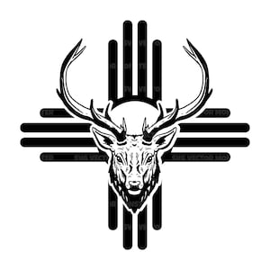 New Mexico Karte zwar, Zia Sun Blatt, Hirsch Blatt, Elch Blatt, New Mexico Flagge, New Mexico State Blatt Monogramm Vektor-Schnittdatei Cricut, Silhouette, Pdf Png Dxf.