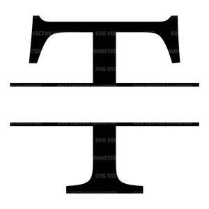 Großbuchstabe T Split Monogramm SVG, Alphabet Split Namen Rahmen, Split Schrift Monogramm. Vektor Cut Datei Cricut, Silhouette, Pdf Png Eps Dxf.