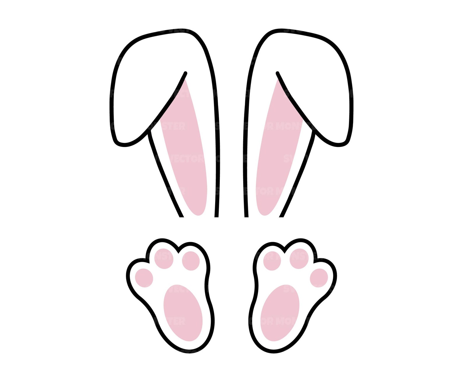 Easter Bunny Ears Svg, Cute Bunny Foot Svg, Rabbit Feet Svg, Happy ...