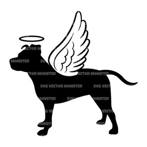 Angel American Pitbull Svg, Mémorial pour animaux de compagnie, Perte d’animaux de compagnie. Fichier de coupe vectorielle Cricut, Silhouette, Pdf Png Eps Dxf, Décalcomanie, Autocollant, Vinyle, Épingle, Pochoir