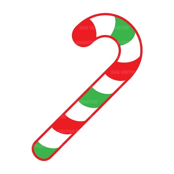 Candy Cane Svg, Christmas Candy Svg, Holiday Candy Stick Svg, Xmas Svg. Vector Cut file Cricut, Silhouette, Pdf Png Dxf, Decal, Sticker.