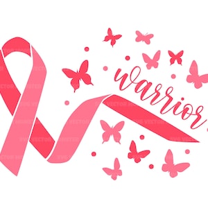 Cinta rosa Svg. Concientización sobre el cáncer de mama, guerrera, mujer fuerte. Archivo de corte vectorial Cricut, silueta, PDF, PNG, Dxf, calcomanía, pegatina, vinilo.