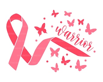 Pink Ribbon Svg. Breast Cancer Awareness, Warrior, Strong Women. Vector Cut file Cricut, Silhouette, Pdf Png Dxf, Decal, Sticker, Vinyl.