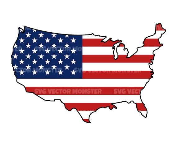 USA Map, USA Flag Svg. America Map, American Flag Svg. Vector Cut file for Cricut, Silhouette, Pdf Png Eps Dxf, Decal, Sticker, Vinyl, Pin