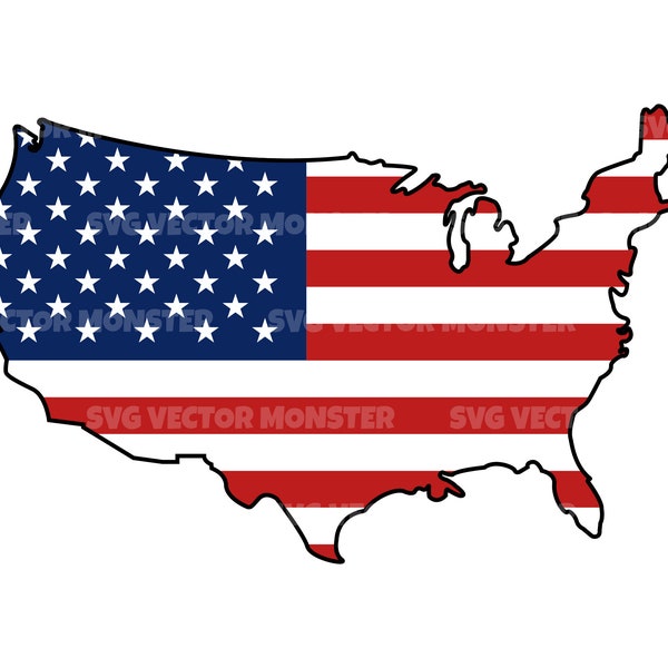 USA Map, USA Flag Svg. America Map, American Flag Svg. Vector Cut file for Cricut, Silhouette, Pdf Png Eps Dxf, Decal, Sticker, Vinyl, Pin