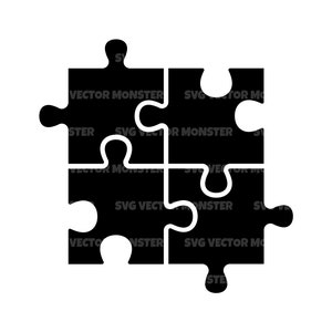 Puzzle Piece SVG, Autism Puzzle Svg, Vector Cut file for Cricut, Silhouette, Stencil, Vinyl, Decal, Sticker, Png Pdf Eps Dxf