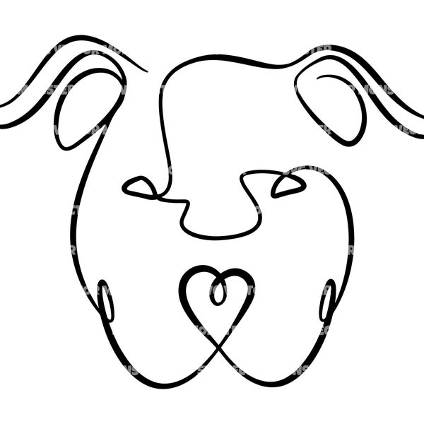 Line Art American Pitbull Svg, Pitbull Mamá, Pitbull Papá. Archivo de corte vectorial para Cricut, Silueta, Pdf Png Eps Dxf, Calcomanía, Pegatina, Pin