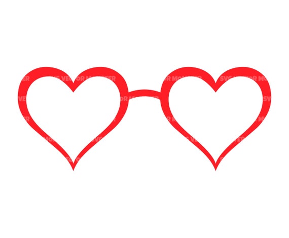 Love Heart Glasses Svg, Valentine's Day Svg, Valentine Svg. Vector Cut File  for Cricut, Silhouette, Pdf Png Eps Dxf, Decal, Sticker, Vinyl. 