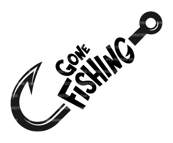 Fishing Hook Svg, Gone Fishing Svg, Bass Fish Svg, Fisherman Svg. Vector  Cut file Cricut, Silhouette, Pdf Png Dxf, Decal, Sticker, Vinyl.