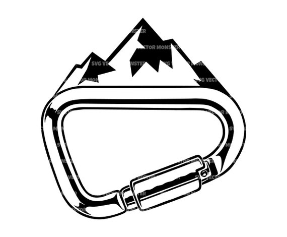 Vector Climbing Carabiners Carabiner Svg, Snowy Mountain Svg