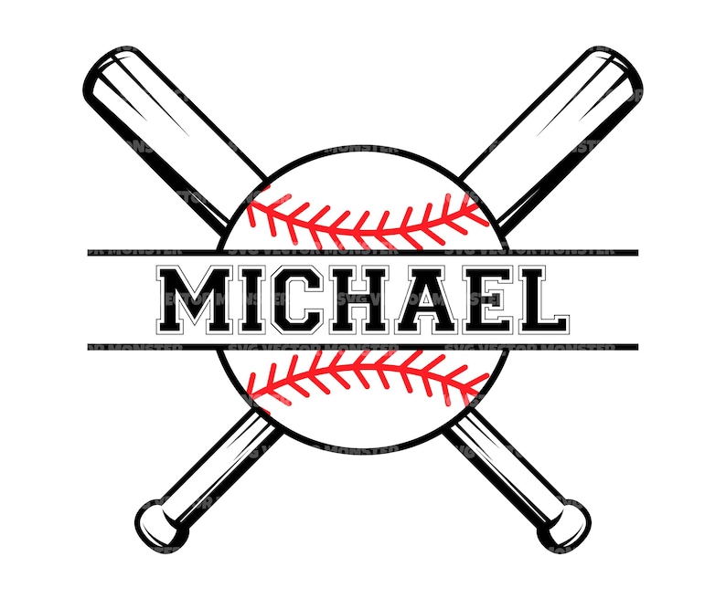 Custom Baseball Name Monogram Svg Personalized Baseball Split Etsy