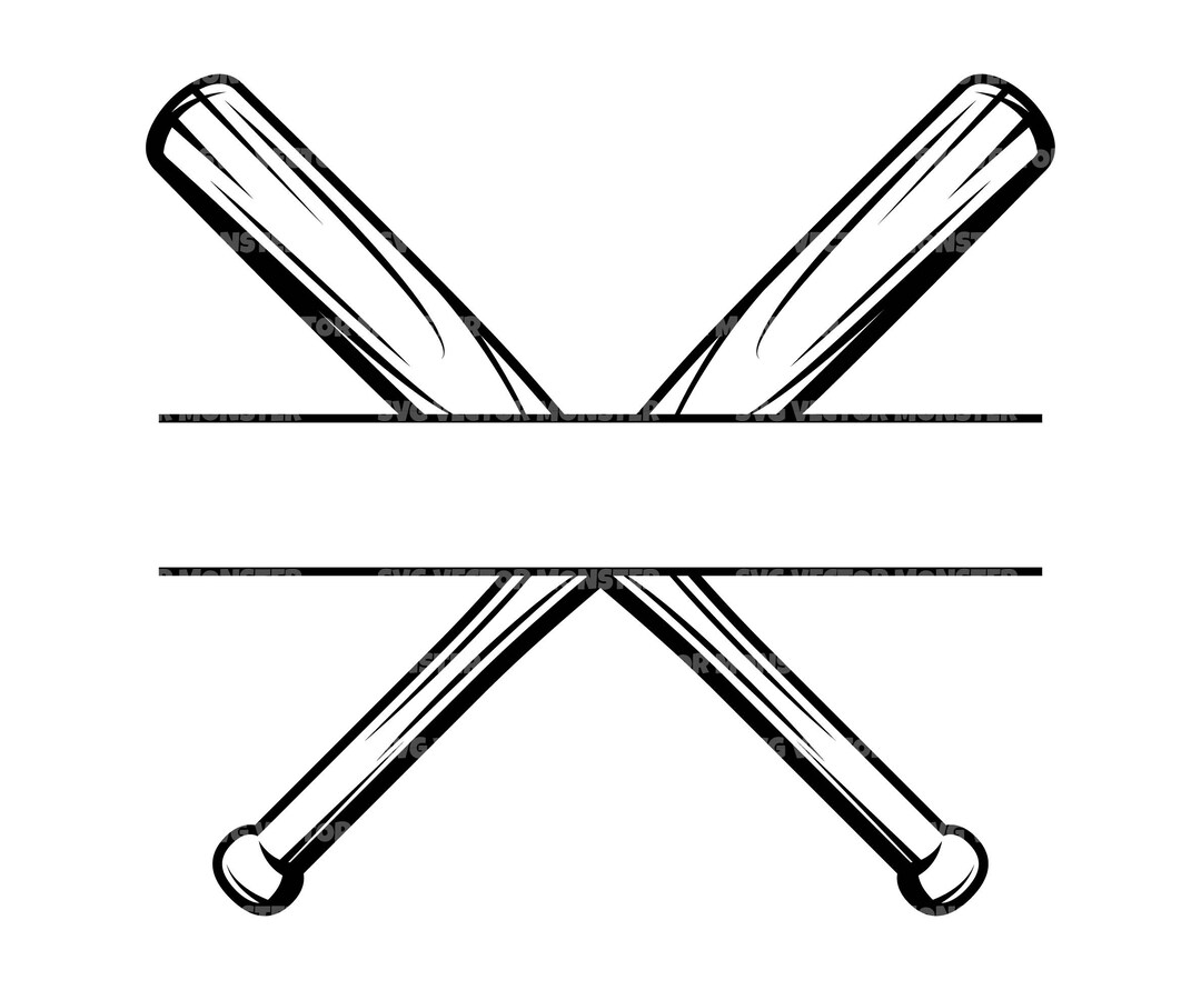 Baseball Bats Monogram Svg, Baseball Split Name Frame Svg, Softball Bat