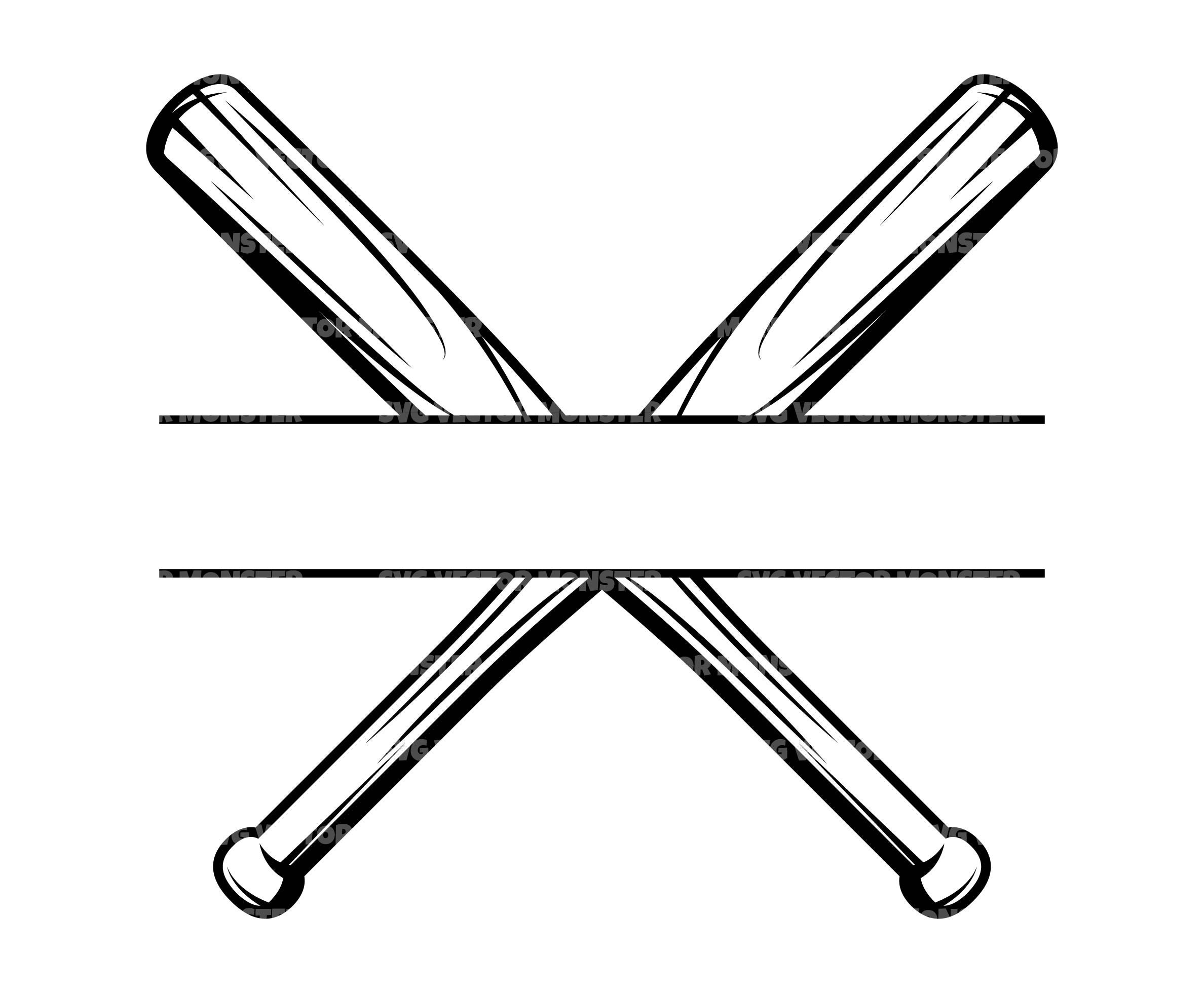 Softball Bats Crossed Clipart Row