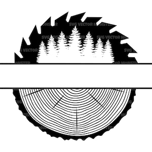 Lama per sega divisa con nome cornice Svg, foresta, monogramma di fetta di tronco d'albero, biscotto a taglio incrociato. File di taglio vettoriale Cricut, Silhouette, Pdf Png Eps Dxf.