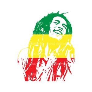 Bob Marley Svg. Fichier de coupe vectorielle pour Cricut, Silhouette, Pdf Png Eps Dxf, Décalcomanie, Autocollant, Vinyle, Épingle