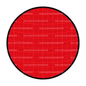 May include: A red circle with a black outline and a pattern of thin red lines forming a grid.
