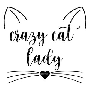 Verrückte Katzendame SVG, Katzengesicht, Schnurrhaare, SVG. Vektor Datei für Cricut, Silhouette, Schablone, Pdf Png Eps Dxf, Aufkleber, Sticker, Vinyl, Pin