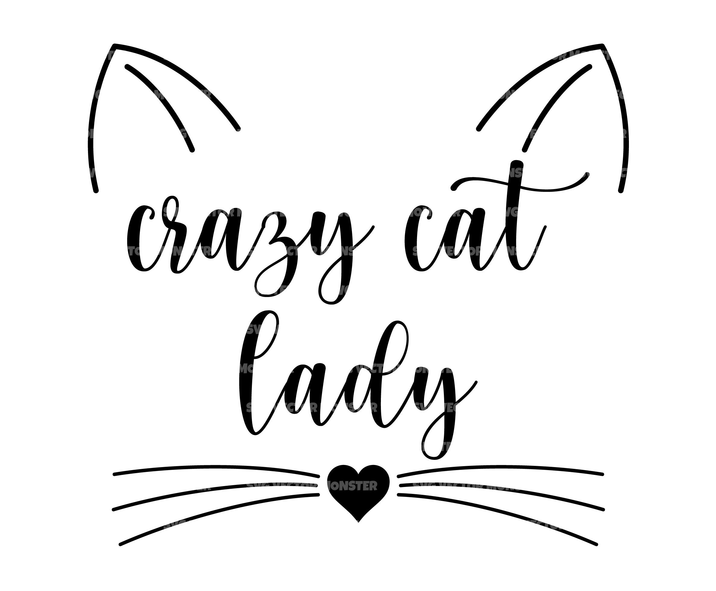 Crazy Cat Lady Svg Cat Face Svg Whiskers Svg. Vector Cut | Etsy