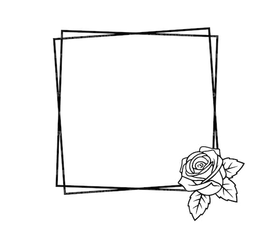 Floral frame svg cut file, Roses monogram wreath, Border dxf