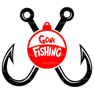 Vissen Bobber Svg, Gone Fishing Svg, vishaak Svg, zeebaars, visser, vissen vader. Vector gesneden bestand Cricut, silhouet, pdf, png dxf.