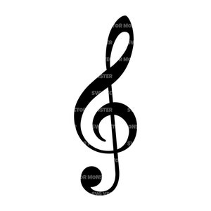 Treble Clef Svg, Svg de notes de musique. Fichier de coupe vectoriel pour Cricut, Silhouette, Pdf Png Eps Dxf, décalque, autocollant, vinyle, épingle, pochoir.