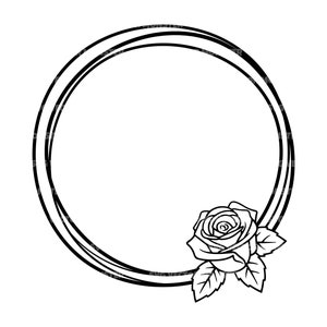 Rose Circle Frame, Rose Monogram Svg, Floral Frame Svg. Vector Cut file for Cricut, Silhouette, Pdf Png Eps Dxf, Decal, Sticker, Vinyl, Pin.