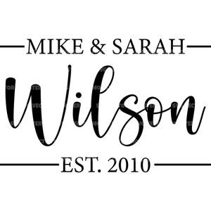 Segno di nome di famiglia personalizzato in formato Svg, segno di cognome di famiglia personalizzato in formato Svg, monogramma del nome di famiglia. Taglia File Cricut, Silhouette, Pdf Png Eps Dxf