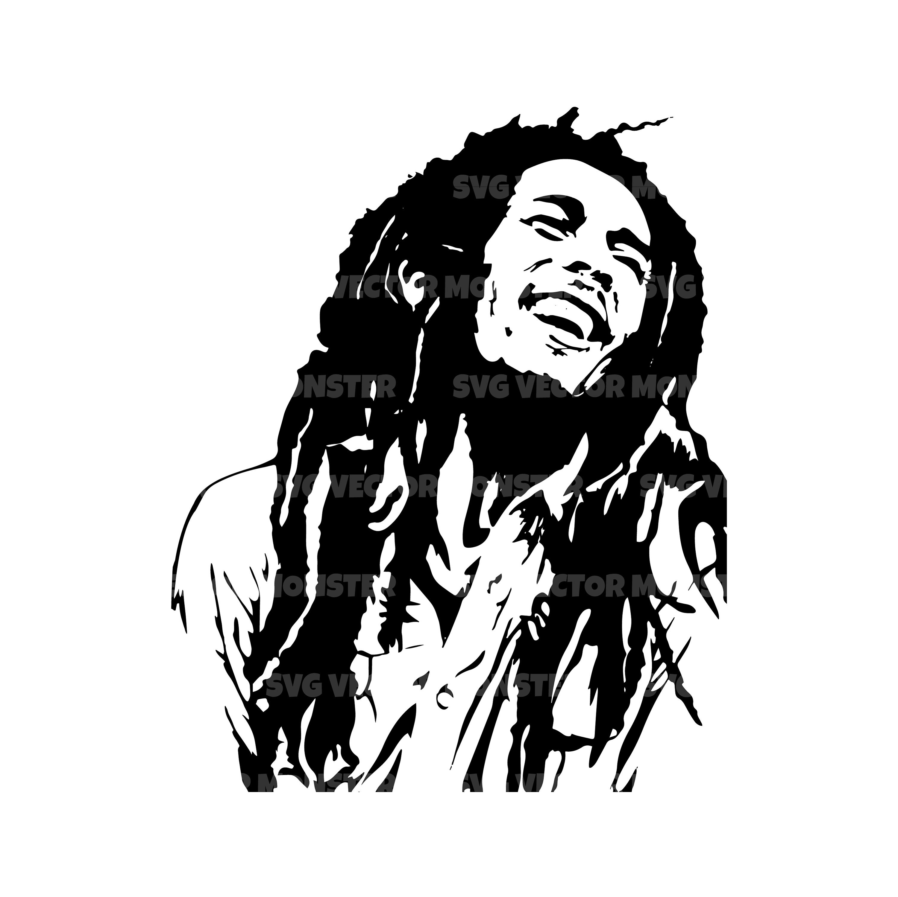 ボブ・マーリー SVG、レゲエ音楽 SVG。Cricut、シルエット、Pdf