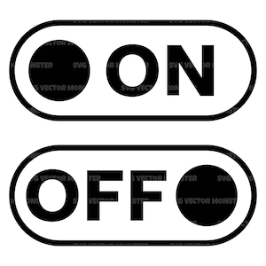 Interruttore on/off Svg, On/Off Toggle Svg, pulsante di accensione Svg. File di taglio vettoriale per Cricut, Silhouette, Pdf Png Eps Dxf, Decalcomania, Adesivo, Vinile, Pin