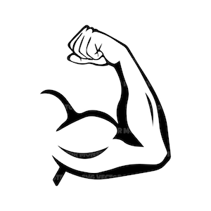 Bíceps Svg, Arm Flex Svg, Strong Arm Svg, Archivo de corte vectorial para Cricut, Silueta, Pdf Png Eps Dxf, Calcomanía, Pegatina, Vinilo, Pin