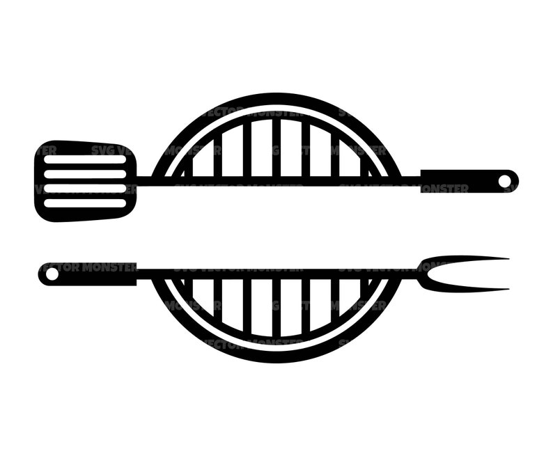 Grill Monogram Svg, Barbecue Svg, Fork, Spatula, BBQ Svg, Chef Svg ...